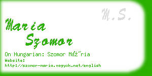 maria szomor business card